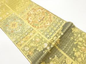 抽象草花に華文模様織出し袋帯